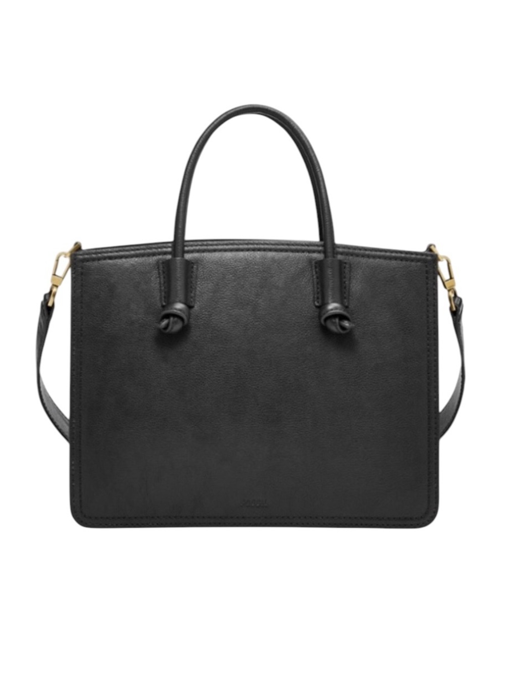 FOSSIL ‘Skyler’ Black Leather Satchel Bag Removable Strap